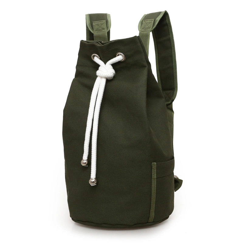 Canvas Drawstring Backpack Solid Color Cycling Sports Shoulder Bag