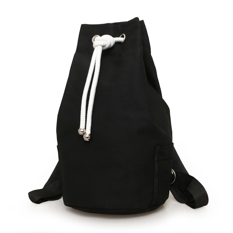 Canvas Drawstring Backpack Solid Color Cycling Sports Shoulder Bag